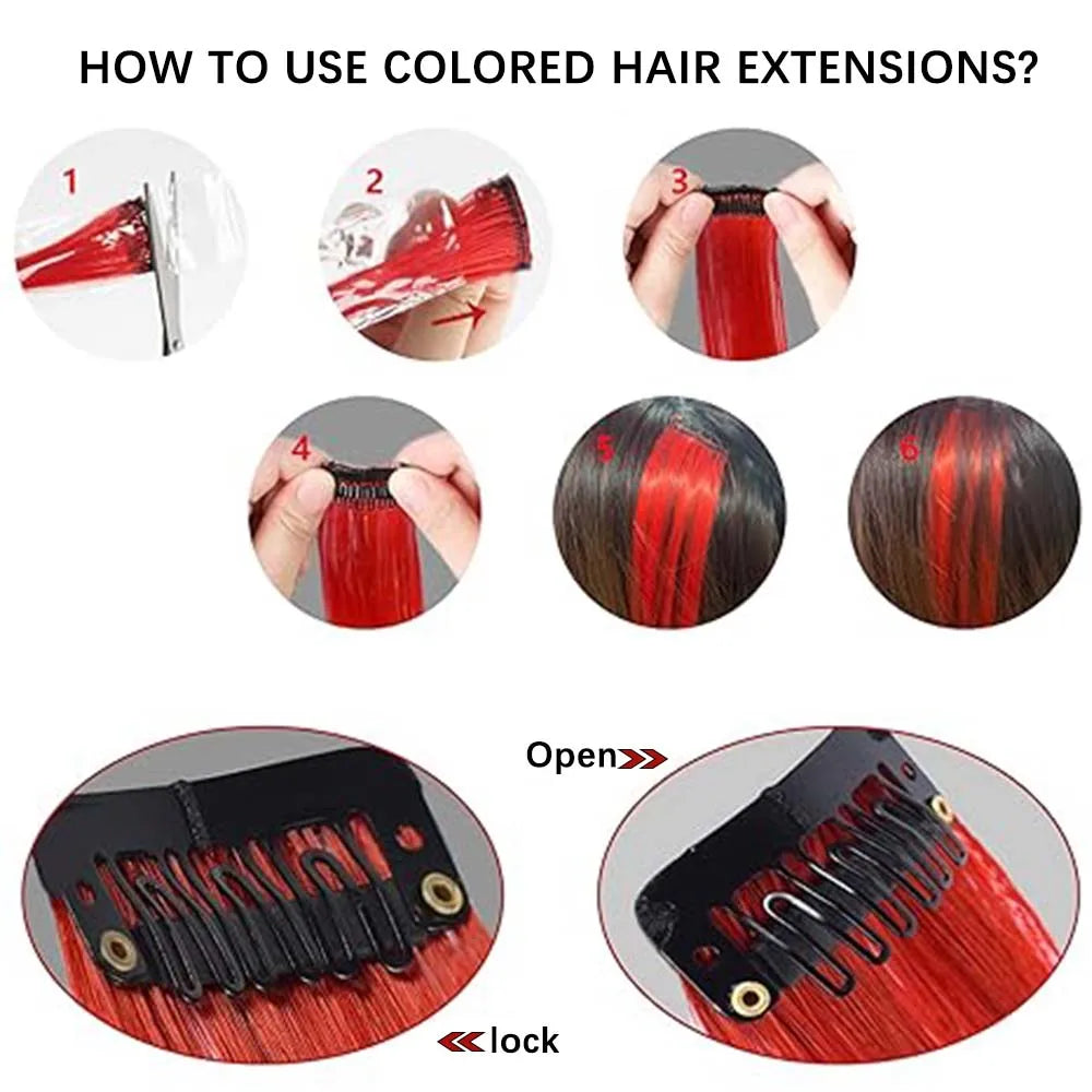 Stripe Printed Colorful Clip-In Hair Extensions
