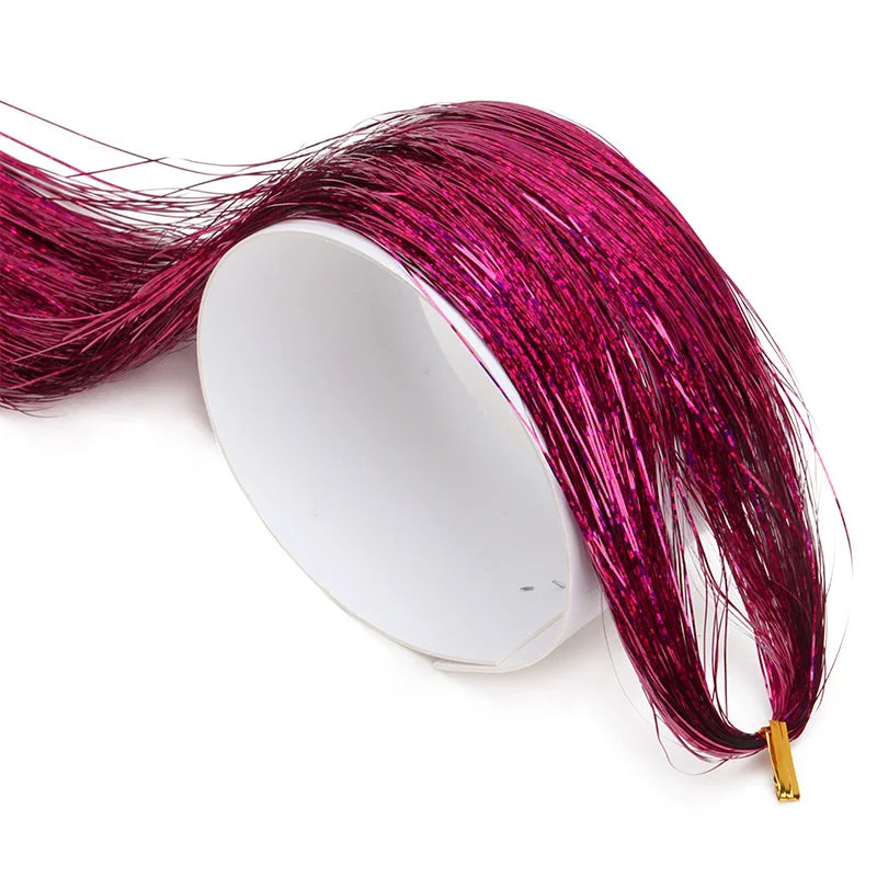 Synthetic Sparkling Shiny Tinsel Hair Extensions