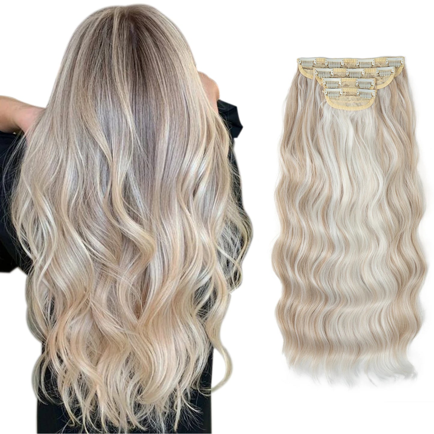 22" Synthetic Wavy Clip-In Hair Extensions