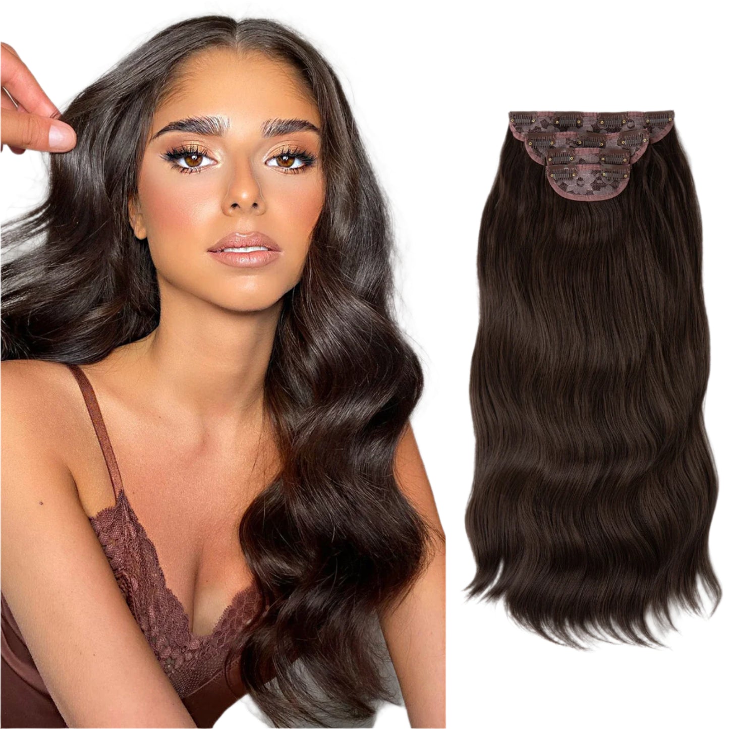 22" Synthetic Wavy Clip-In Hair Extensions