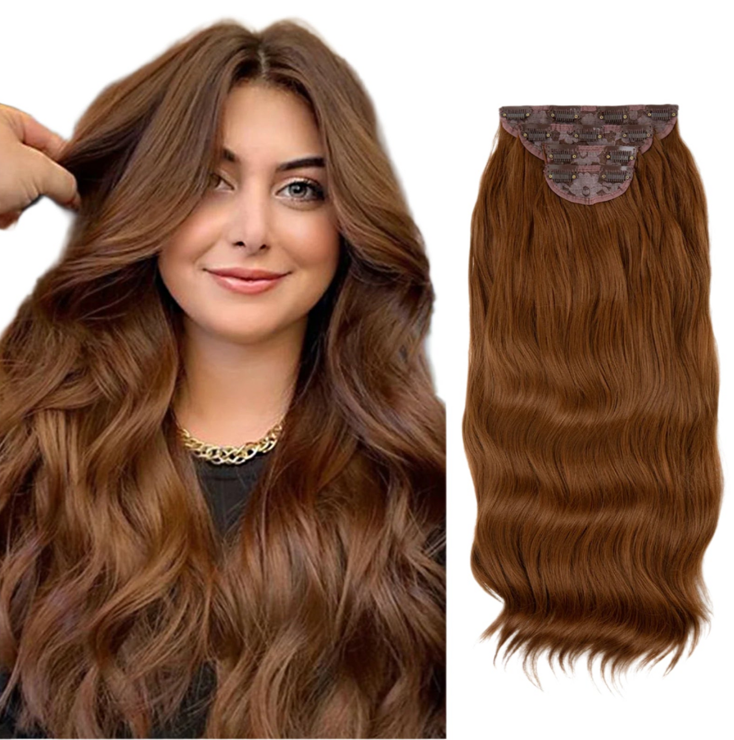 22" Synthetic Wavy Clip-In Hair Extensions