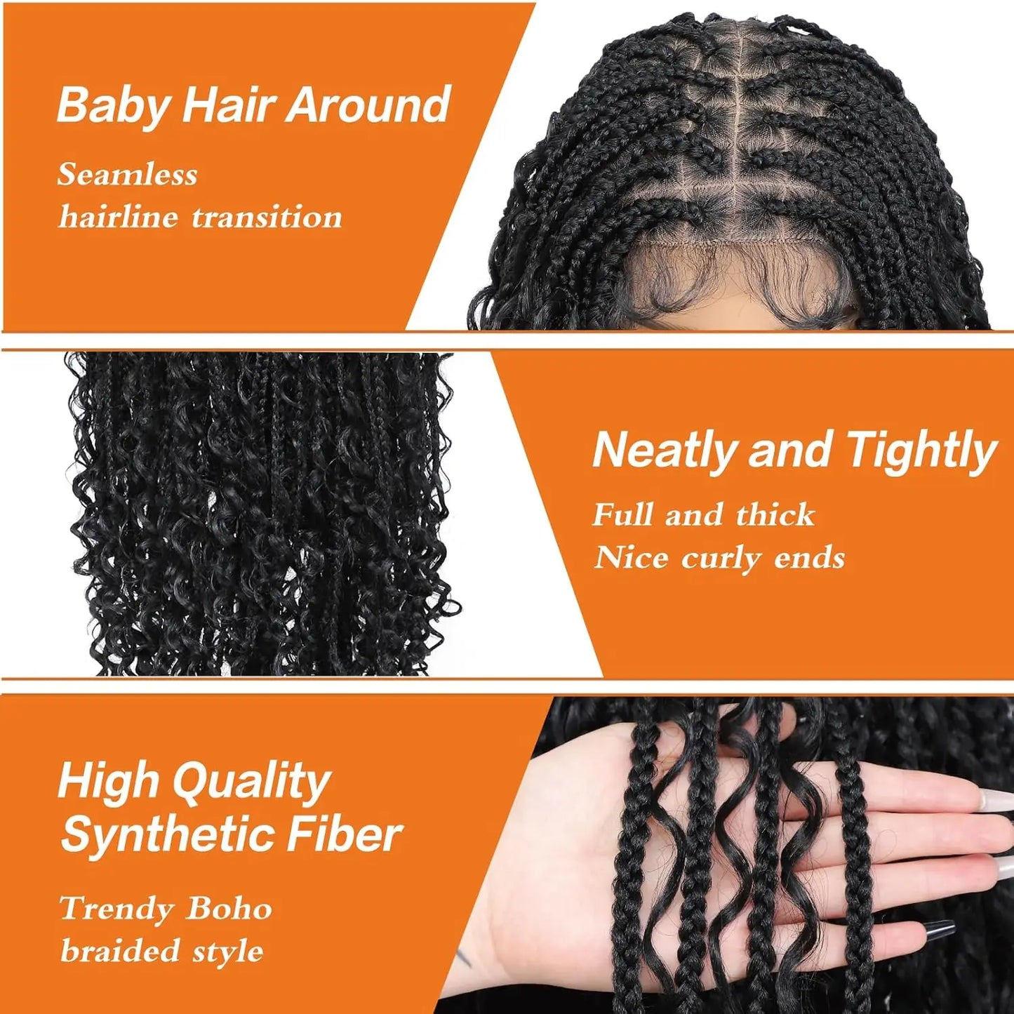 Synthetic Bohemian Braided Wig with Baby Hair