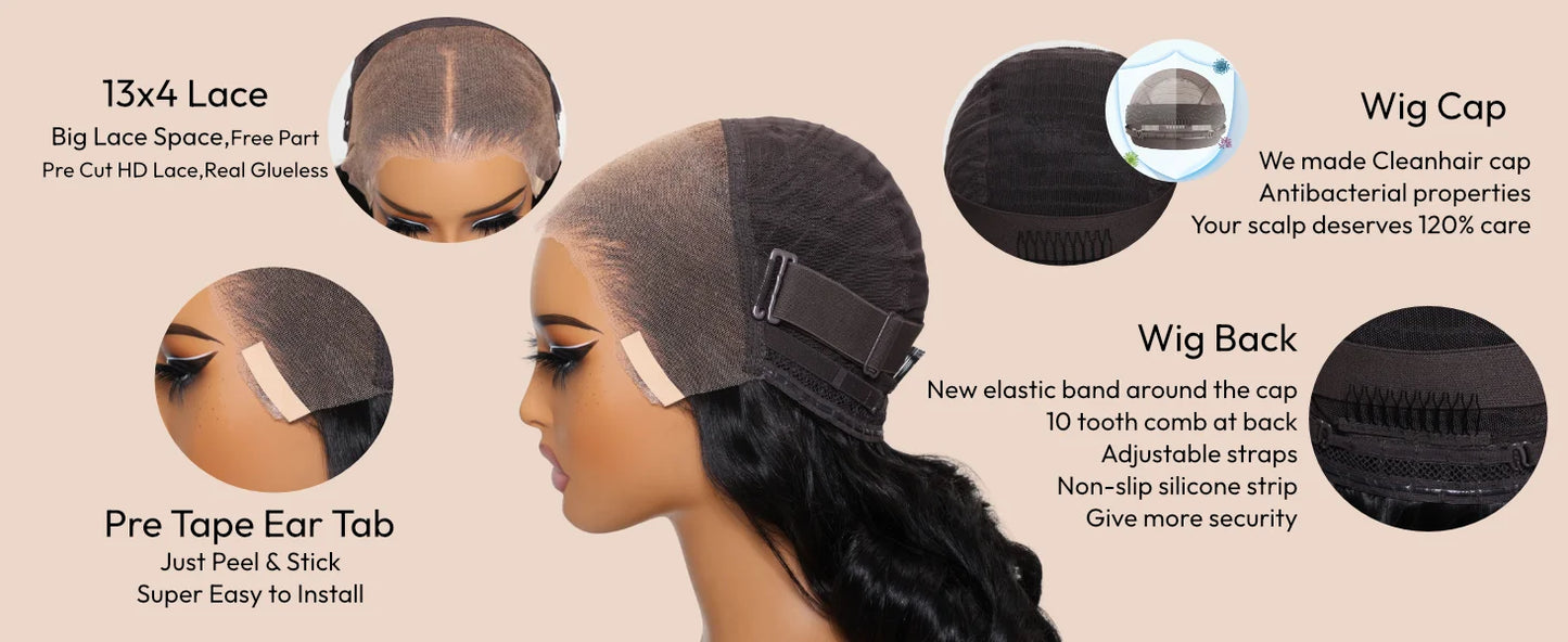 Curtain Bangs Loose Wave Lace Front Wig