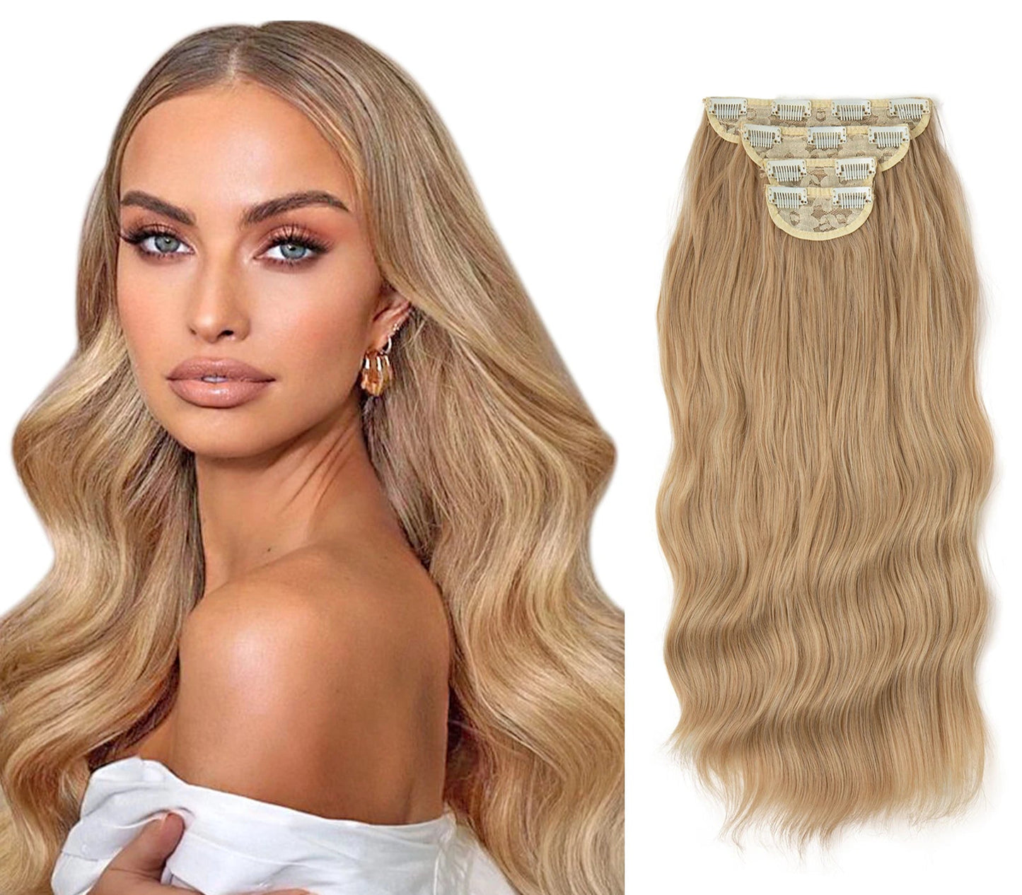 22" Synthetic Wavy Clip-In Hair Extensions