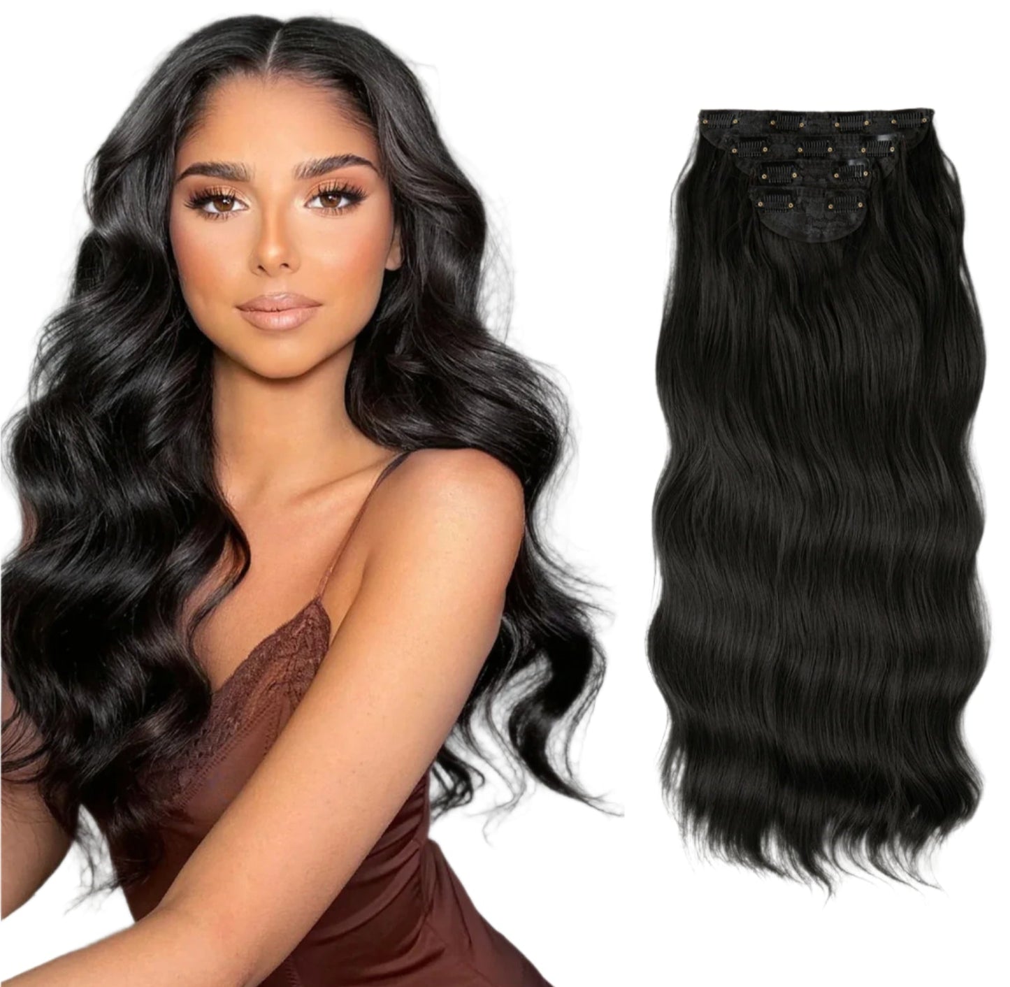 22" Synthetic Wavy Clip-In Hair Extensions