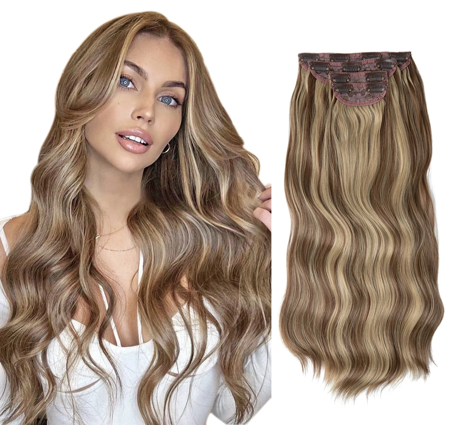 22" Synthetic Wavy Clip-In Hair Extensions