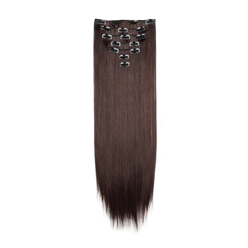 24" Synthetic Straight Clip-In Hair Extensions