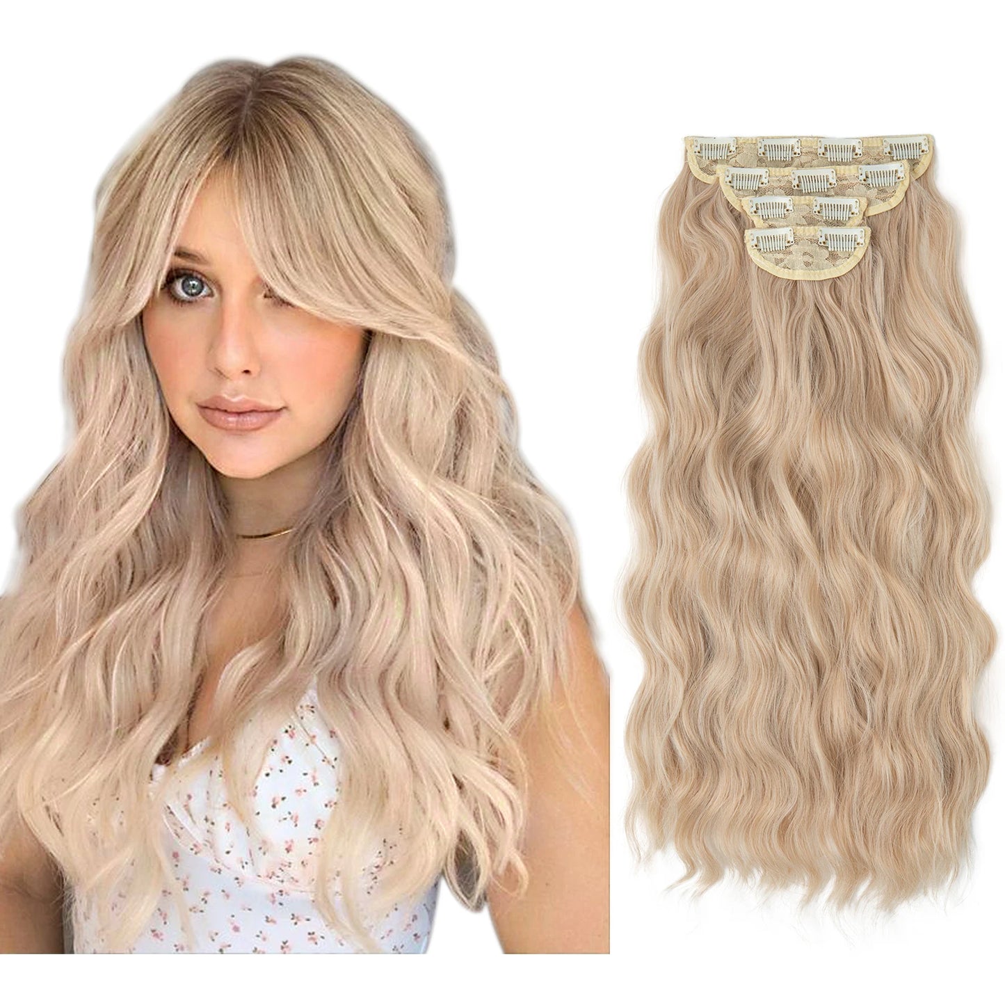 22" Synthetic Wavy Clip-In Hair Extensions