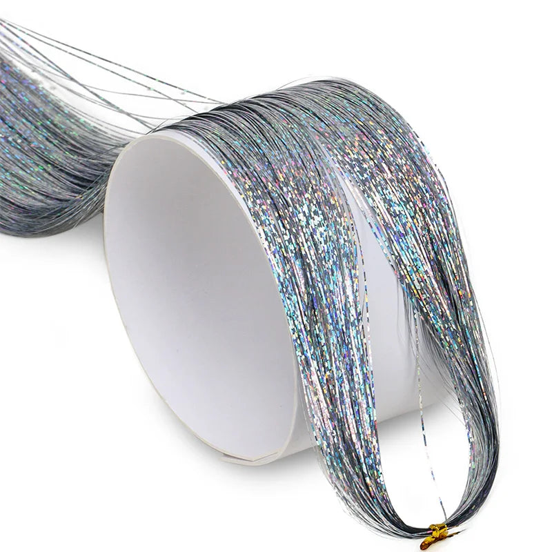 Synthetic Sparkling Shiny Tinsel Hair Extensions