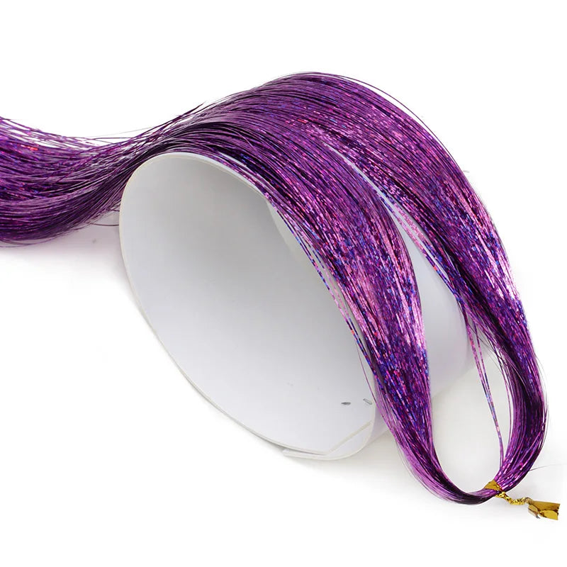 Synthetic Sparkling Shiny Tinsel Hair Extensions
