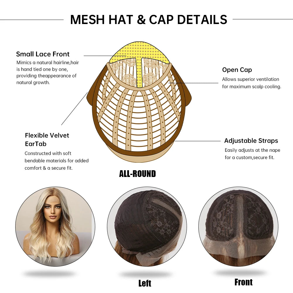 Wavy Ombre Brown Blonde Lace Front Wig