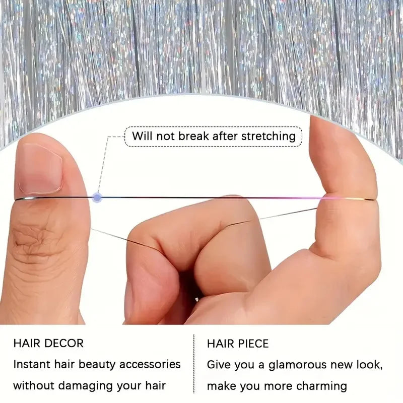 Synthetic Sparkling Shiny Tinsel Hair Extensions
