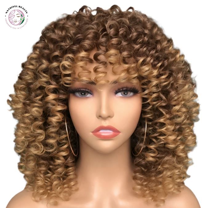 Afro Kinky Curly Wig With Bangs