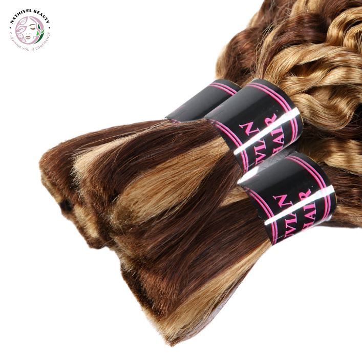 Honey Blonde Deep Wave Curly Braiding Hair - Bulk No Weft