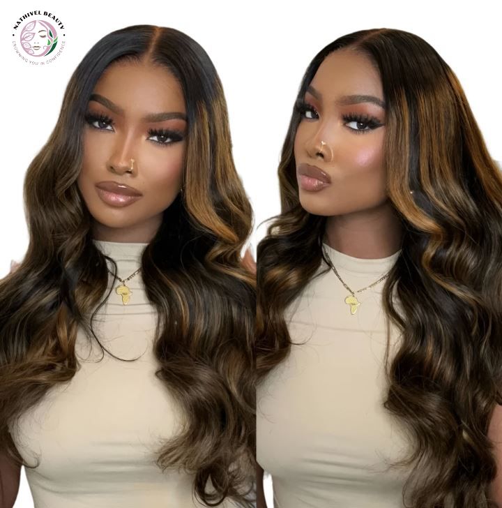 3D Body Wave Brown Balayage Lace Frontal Wig