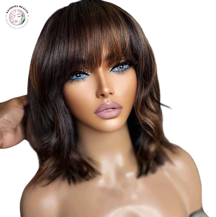 Natural Wave Bob Wig with Bangs