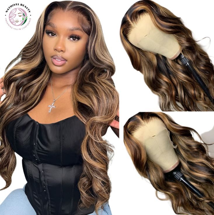 30" Highlight Honey Blonde Body Wave Lace Front Wig