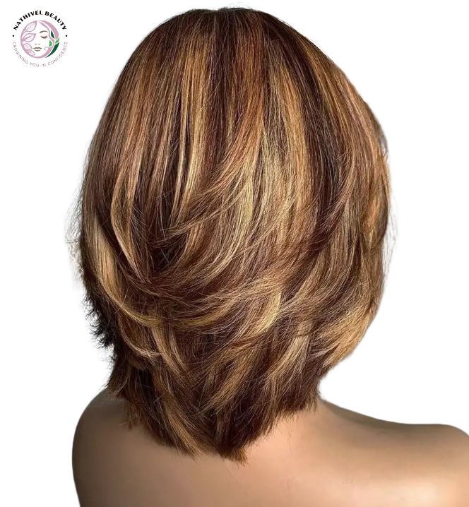 Honey Blonde Highlight Bob Wig with Bangs