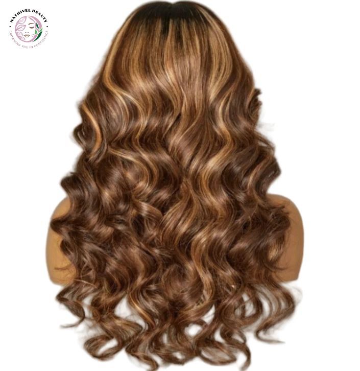 26" Ombre Honey Blonde Highlight Loose Body Wave Wig