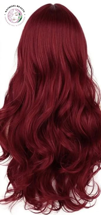 Burgundy Long Curly Synthetic Wig