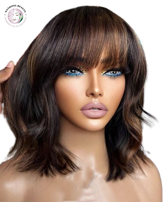 Natural Wave Bob Wig with Bangs