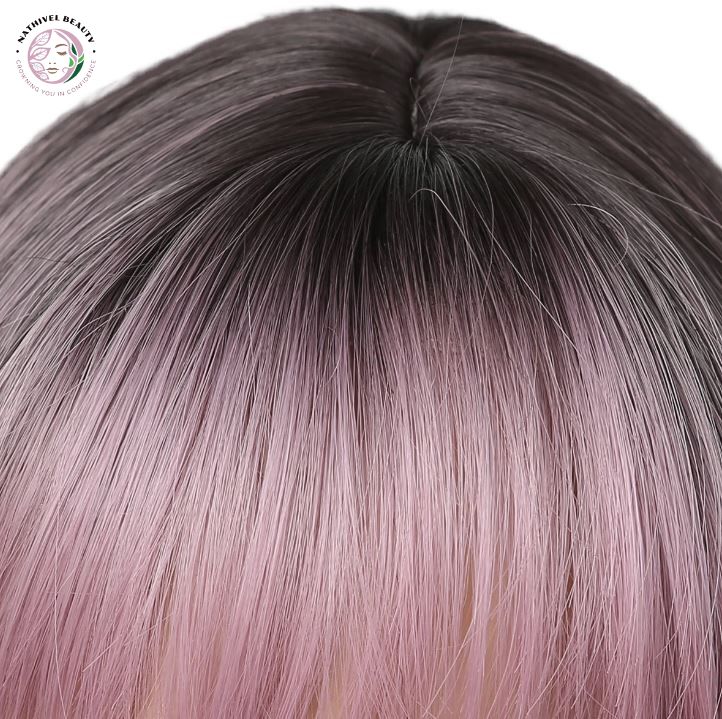 Short Straight Ombre Synthetic Wig with Bangs
