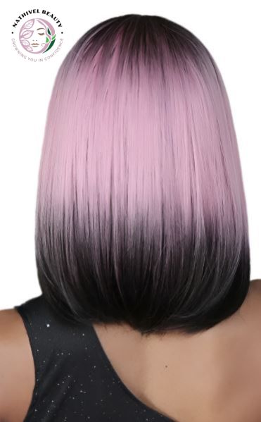 Short Straight Ombre Synthetic Wig with Bangs
