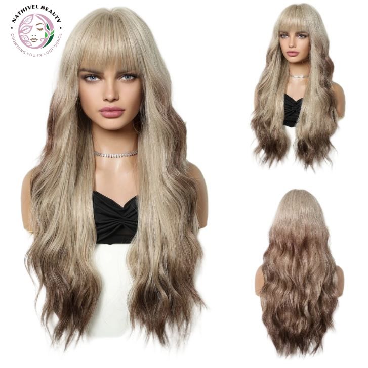Wavy Synthetic Wig with Bangs