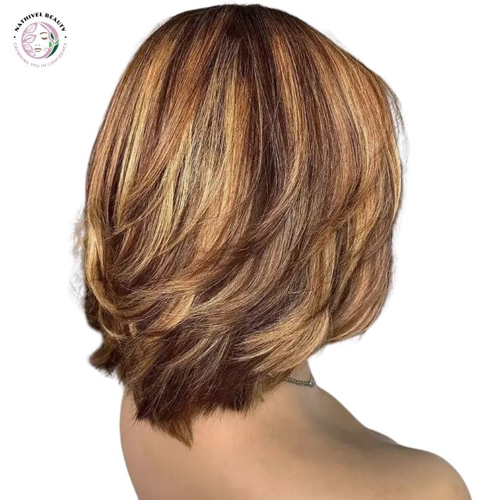 Honey Blonde Highlight Bob Wig with Bangs