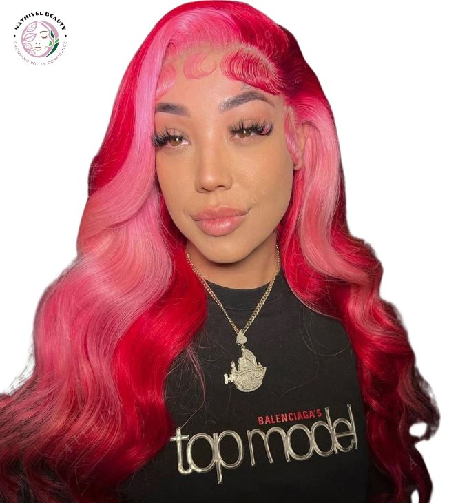 13x6 Red Pink Body Wave Wig