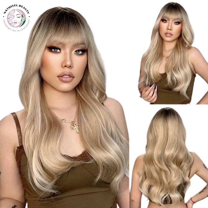 Wavy Synthetic Wig with Bangs