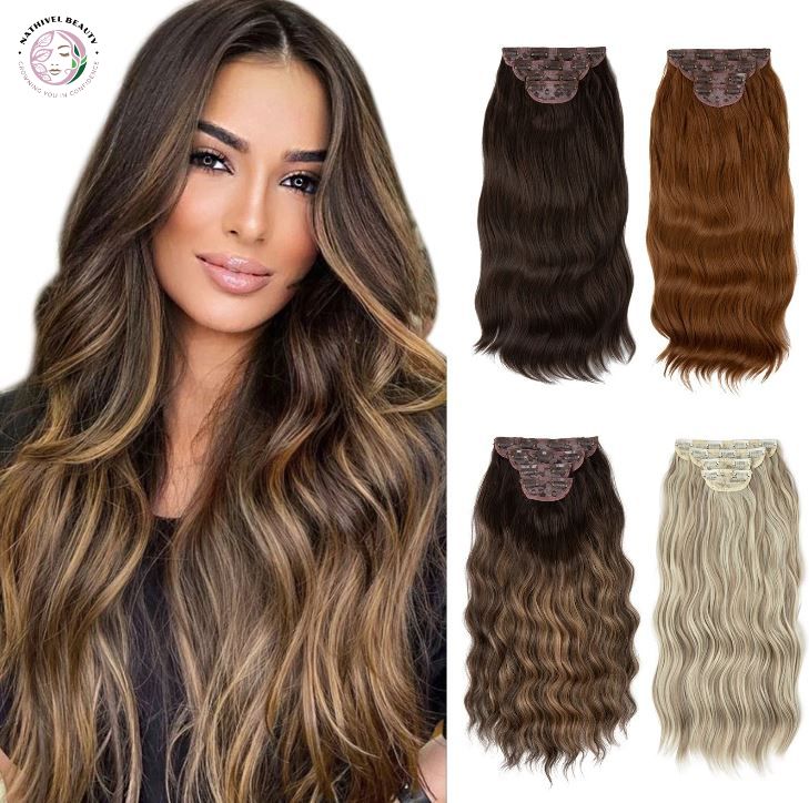 22" Synthetic Wavy Clip-In Hair Extensions