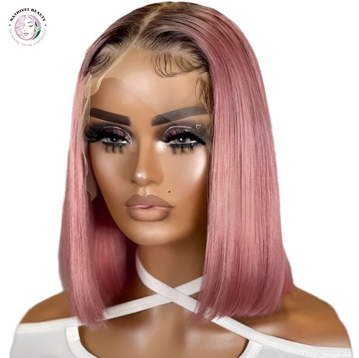 Ombre Pink Bob Wig Straight Lace Front Wig