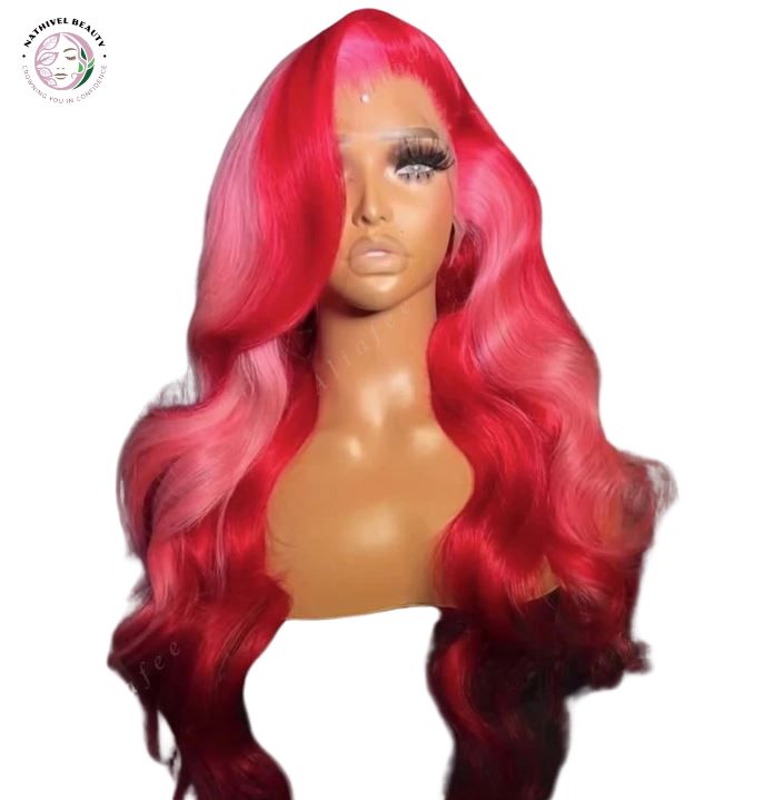 13x6 Red Pink Body Wave Wig