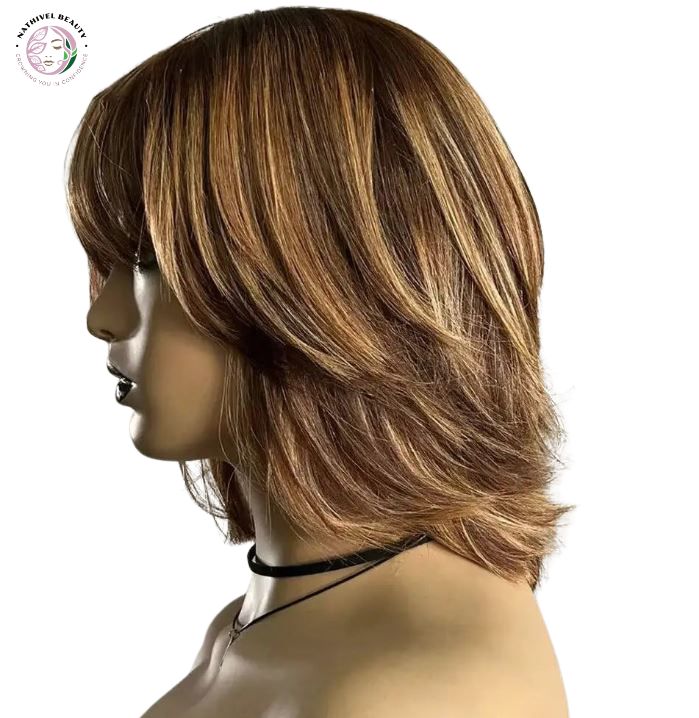 Honey Blonde Highlight Bob Wig with Bangs