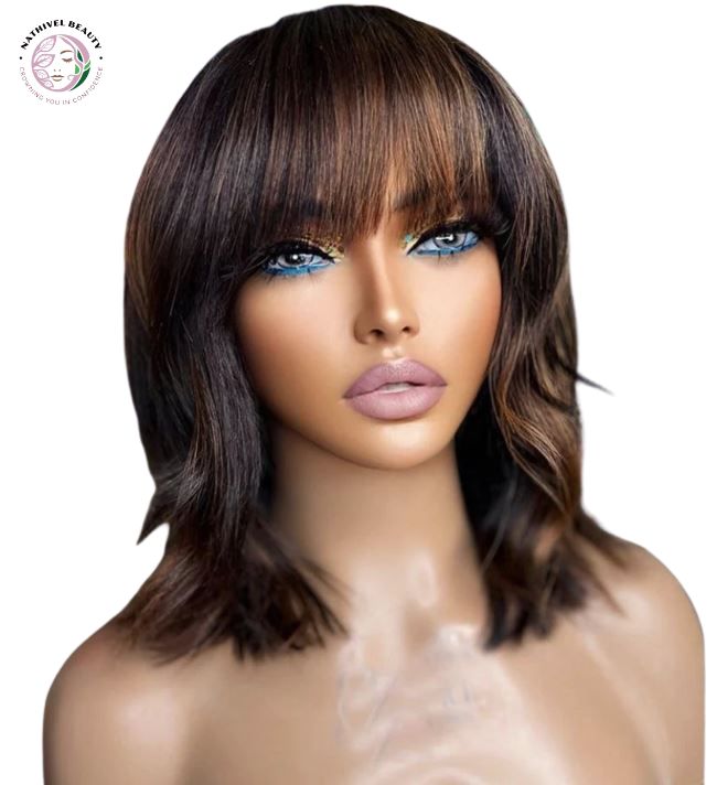 Natural Wave Bob Wig with Bangs