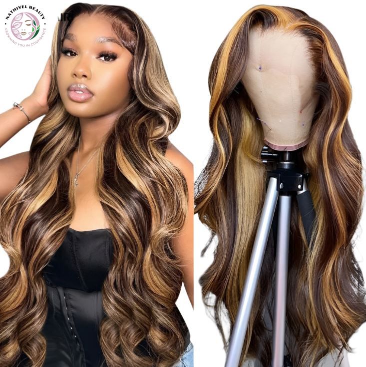 30" Highlight Honey Blonde Body Wave Lace Front Wig