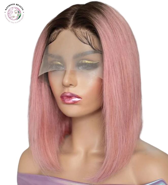 Ombre Pink Bob Wig Straight Lace Front Wig