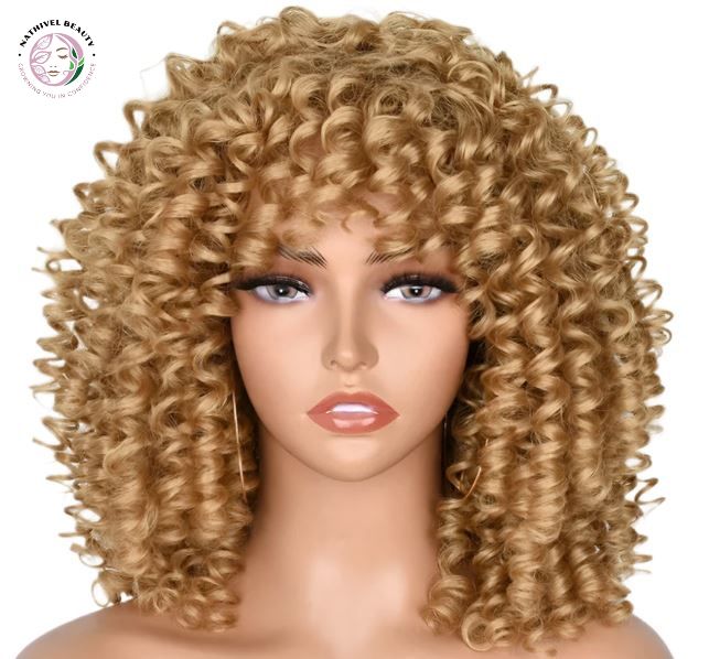 Afro Kinky Curly Wig With Bangs