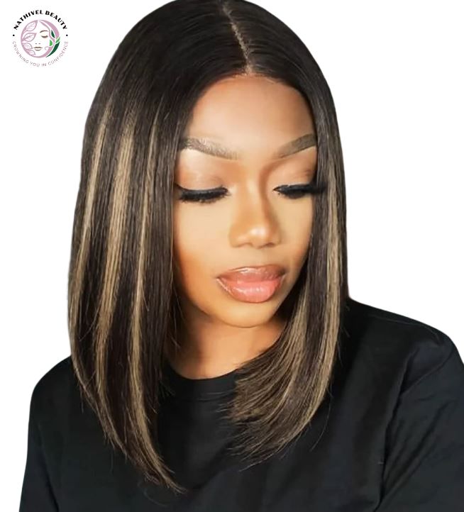 Highlight Bob Wig – 13x4 HD Lace, 1B/30, Straight, Human Hair
