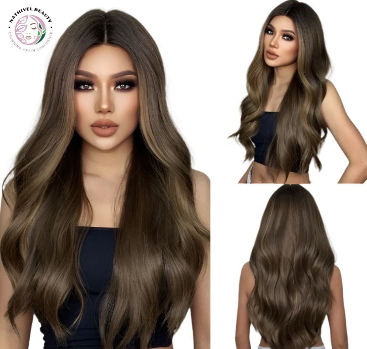 Wavy Ombre Brown Blonde Lace Front Wig