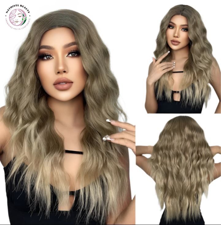 Wavy Ombre Brown Blonde Lace Front Wig