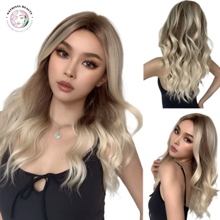 Wavy Ombre Brown Blonde Lace Front Wig
