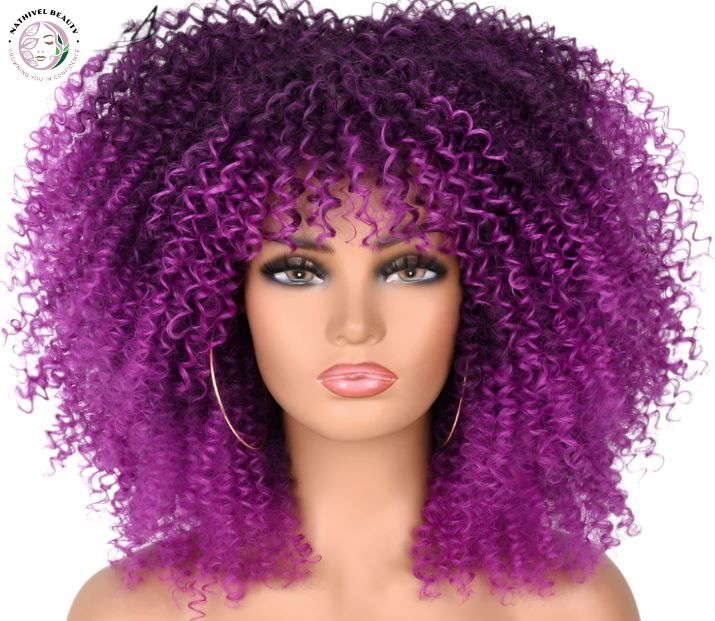 Short Kinky Curly Afro Wig with Bangs