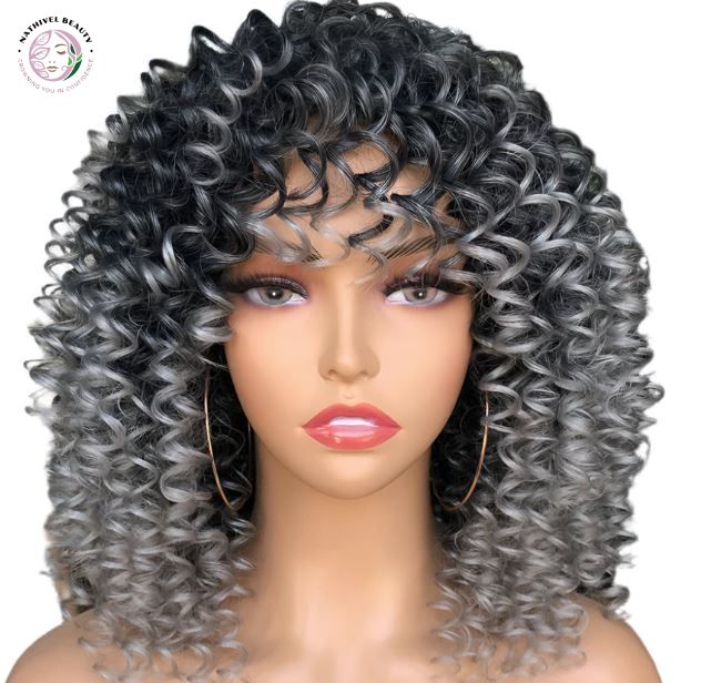 Afro Kinky Curly Wig With Bangs