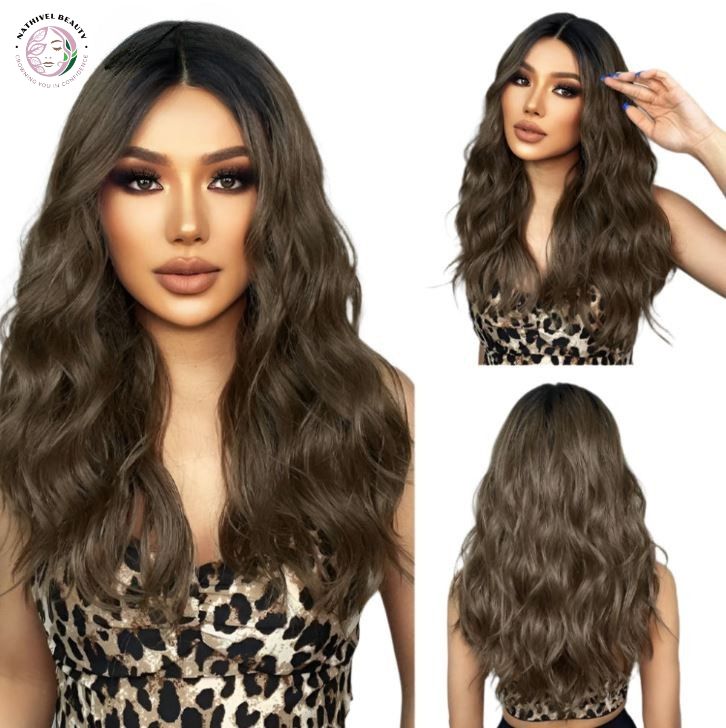 Wavy Ombre Brown Blonde Lace Front Wig