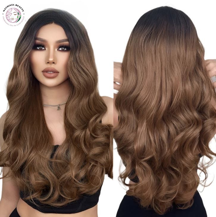 Wavy Ombre Brown Blonde Lace Front Wig