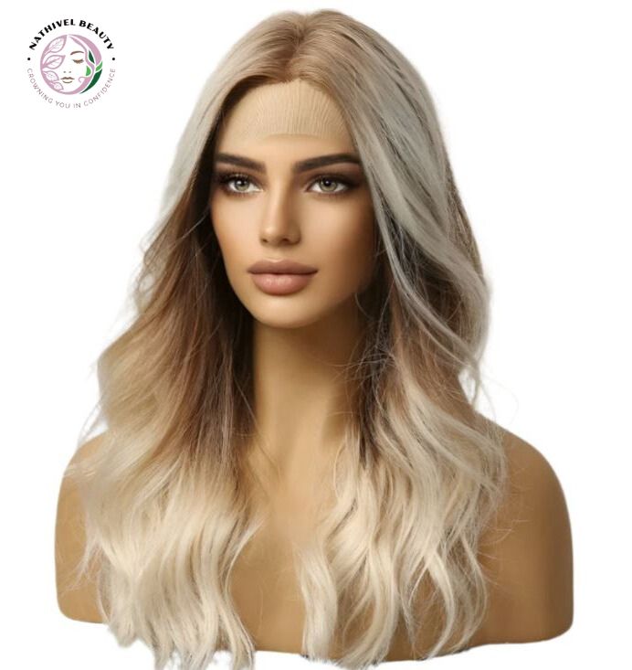 Wavy Ombre Brown Blonde Lace Front Wig