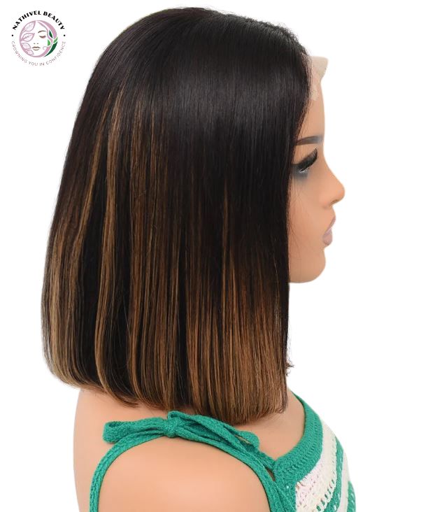 Highlight Bob Wig – 13x4 HD Lace, 1B/30, Straight, Human Hair
