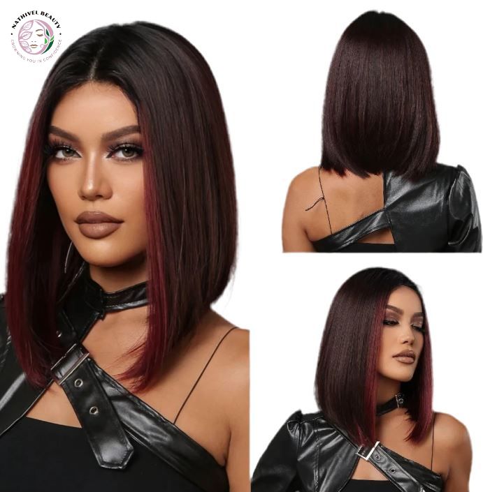 Short Straight Ombre Synthetic Wig with Bangs